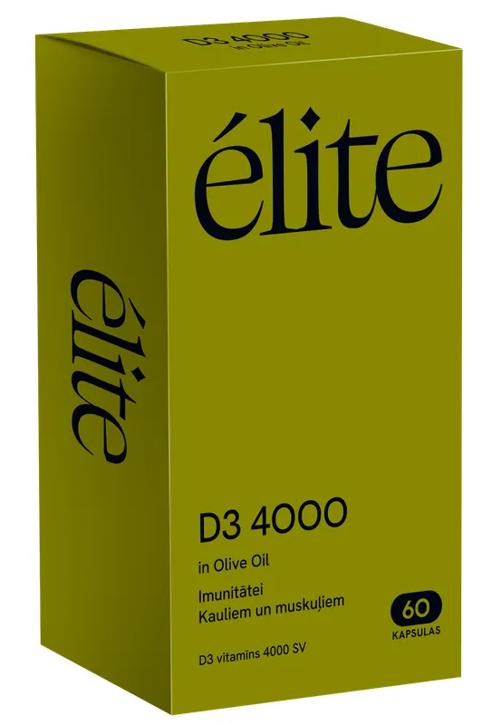 Produktas ELITE D3 4000 in Olive Oil kapsulės, 60 vnt. Paveikslėlis