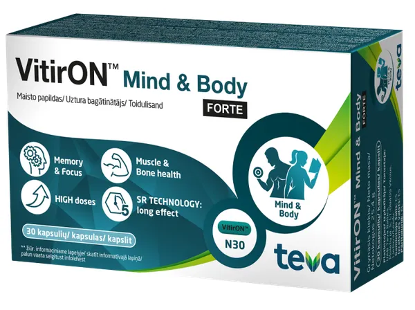 Produktas VITIRON Mind & Body FORTE kapsulės, 30 vnt. Paveikslėlis