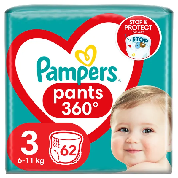 Produktas PAMPERS Pants 3, 6-11 kg sauskelnės, 62 vnt. Paveikslėlis