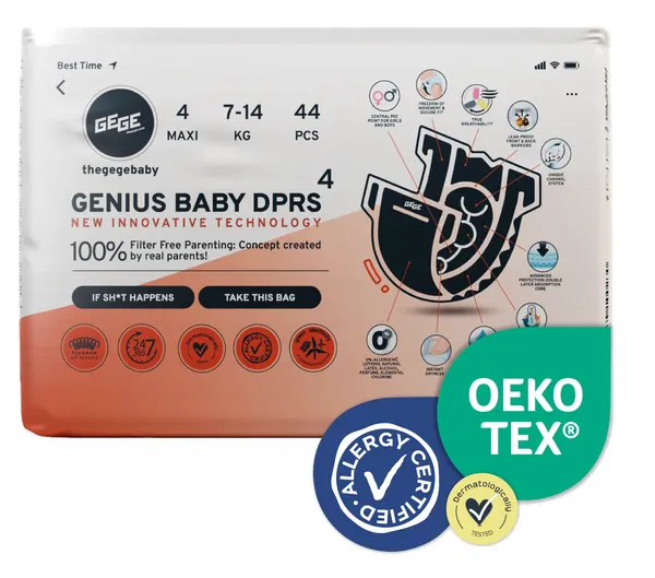 Produktas GEGE Genius Baby DPRS (7-14 kg) Maxi 4 sauskelnės, 44 vnt. Paveikslėlis