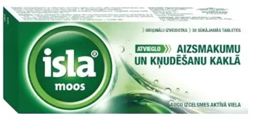 Produktas ISLA su islandinių kerpenų ekstraktu čiulpiamosios pastilės, 30 vnt. Paveikslėlis