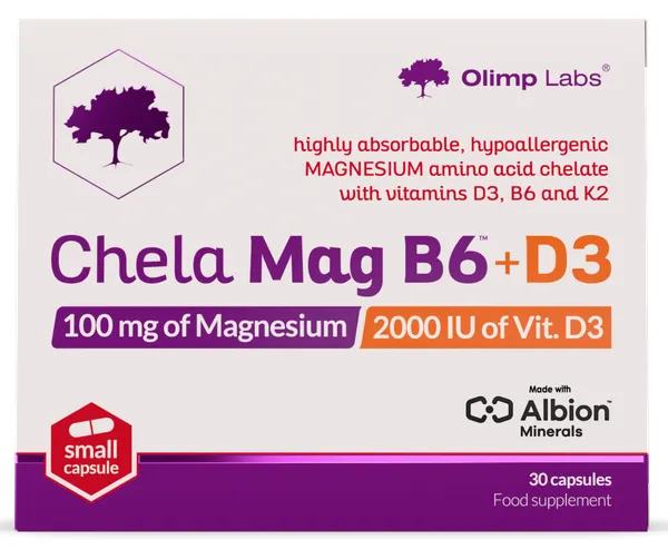 Produktas OLIMP LABS Chela Mag B6 +D3 kapsulės, 30 vnt. Paveikslėlis