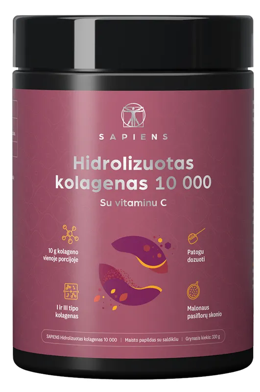 Produktas SAPIENS Hidrolizuotas Kolagenas 10000 milteliai, 330 g Paveikslėlis