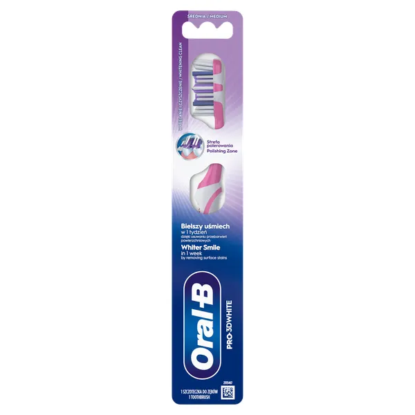 Produktas ORAL-B Pro-3DWhite, Whitening Clean, vidutinio kietumo dantų šepetėlis, 1 vnt. Paveikslėlis