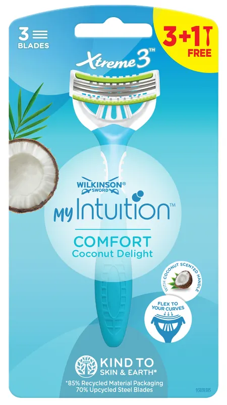 Produktas WILKINSON SWORD MyIntuition Comfort Coconut Delight Xtreme 3 vienkartiniai skustuvai, 4 vnt. Paveikslėlis