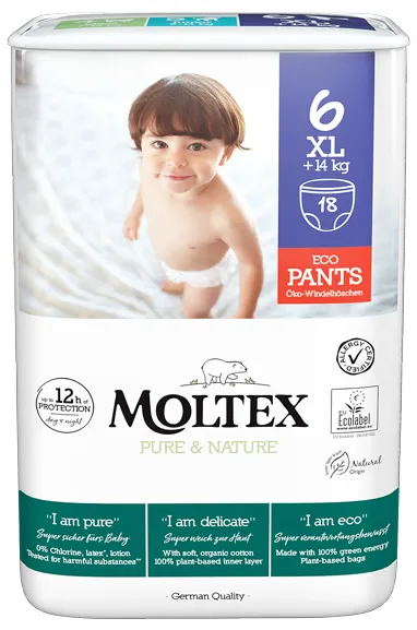 Produktas MOLTEX Pure & Nature 6 XL sauskelnės, 18 vnt. Paveikslėlis