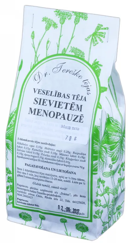 Produktas DR.TEREŠKO moters organizmo funkcijai menopauzės laikotarpiu palaikyti biri arbata, 70 g Paveikslėlis