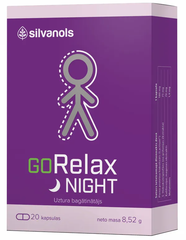 Produktas GORELAX  Night kapsulės, 20 vnt. Paveikslėlis