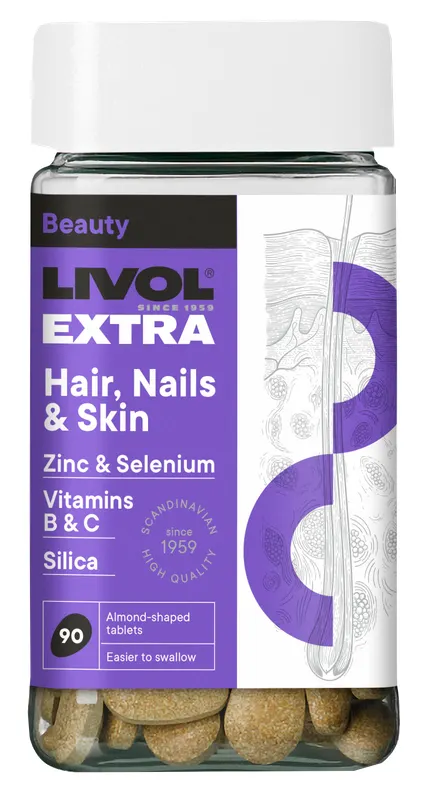 Produktas LIVOL  Extra Hair Skin Nails tabletės, 90 vnt. Paveikslėlis