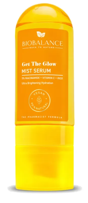 Produktas BIOBALANCE Get The Glow Mist, su niacinamidu, vitaminu C ir ryžių ekstraktu serumas, 80 ml Paveikslėlis