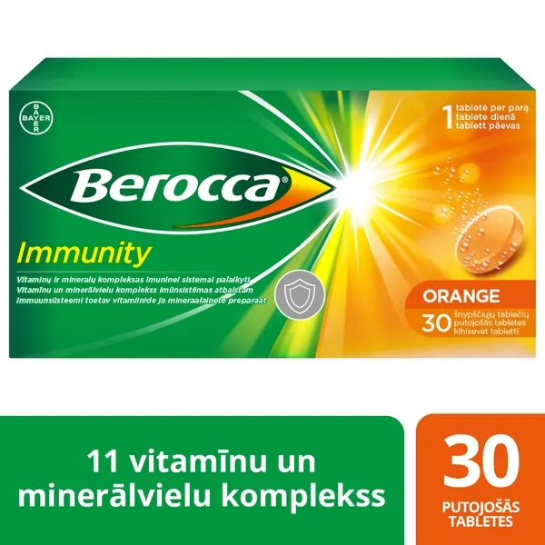 Produktas BERROCA Immunity vitaminų kompleksas, šnypščiosios tabletės, 30 vnt. Paveikslėlis