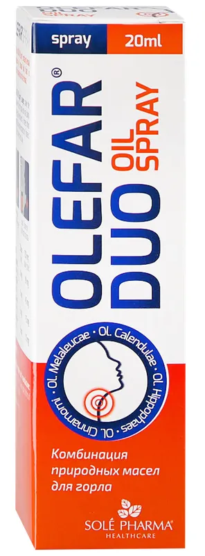 Produktas OLEFAR DUO DUO Oil Spray, gerklei purškalas, 20 ml Paveikslėlis
