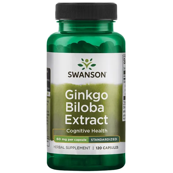 Produktas SWANSON Ginkgo Biloba standartizuotas ekstraktas kapsulės, 120 vnt. Paveikslėlis