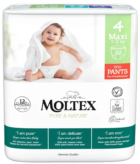Produktas MOLTEX Pure & Nature 4 Maxi sauskelnės-kelnaitės, 22 vnt. Paveikslėlis