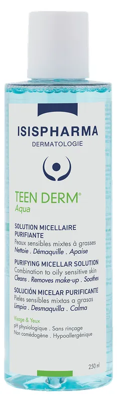 Produktas ISISPHARMA Teen Derm mišriai ir riebiai odai micelinis vanduo, 250 ml Paveikslėlis