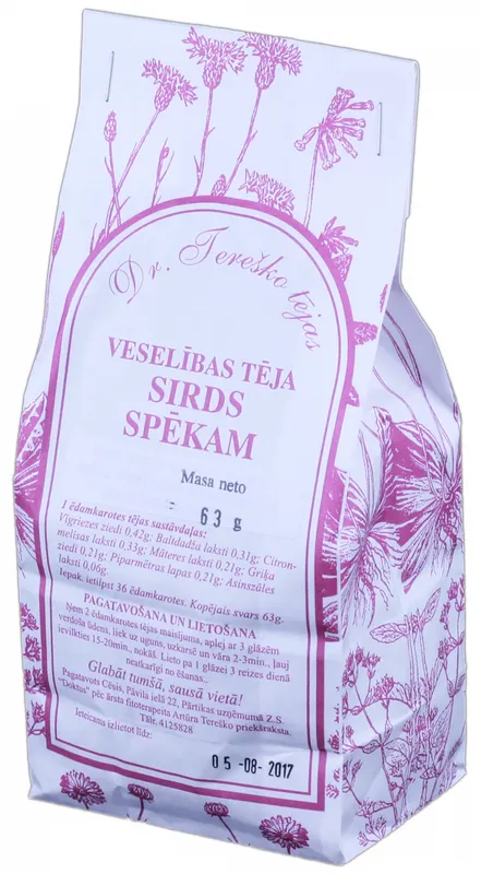 Produktas DR.TEREŠKO širdies ir kraujagyslių funkcijai palaikyti biri arbata, 63 g Paveikslėlis