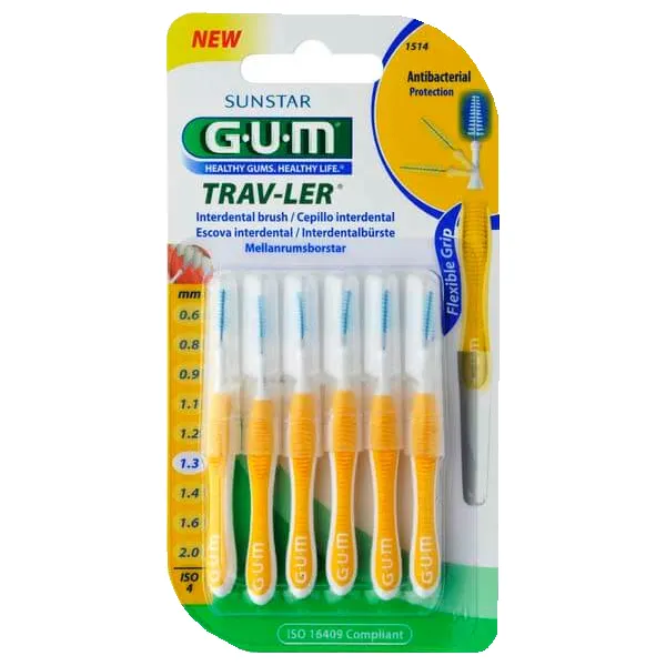 Produktas GUM Trav-Ler 1,3 mm  tarpdančių šepetėlis, 6 vnt. Paveikslėlis