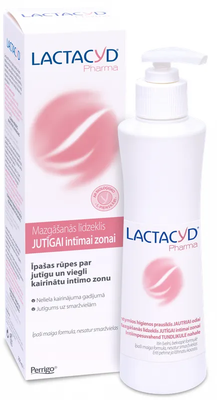 Produktas LACTACYD Pharma Sensitive prausiklis intymiai zonai, 250 ml Paveikslėlis