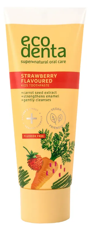 Produktas ECODENTA braškių skonio dantų pasta, 75 ml Paveikslėlis