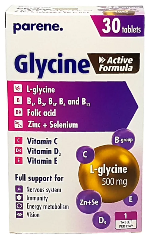 Produktas PARENE Glycine Active Formula tabletės, 30 vnt. Paveikslėlis