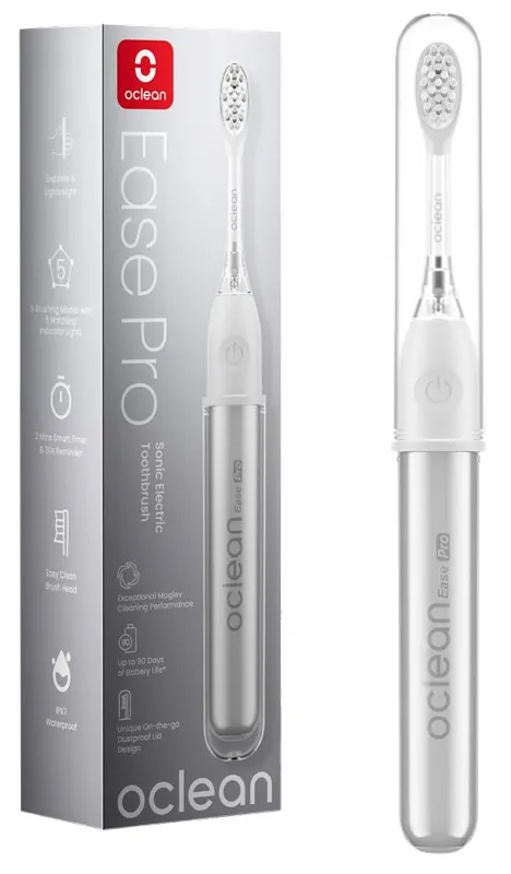 Produktas OCLEAN Ease Pro Silver (sidabrinis) elektrinis dantų šepetėlis, 1 vnt. Paveikslėlis