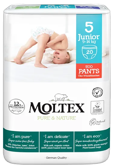 Produktas MOLTEX Pure & Nature 5 Junior sauskelnės-kelnaitės, 20 vnt. Paveikslėlis