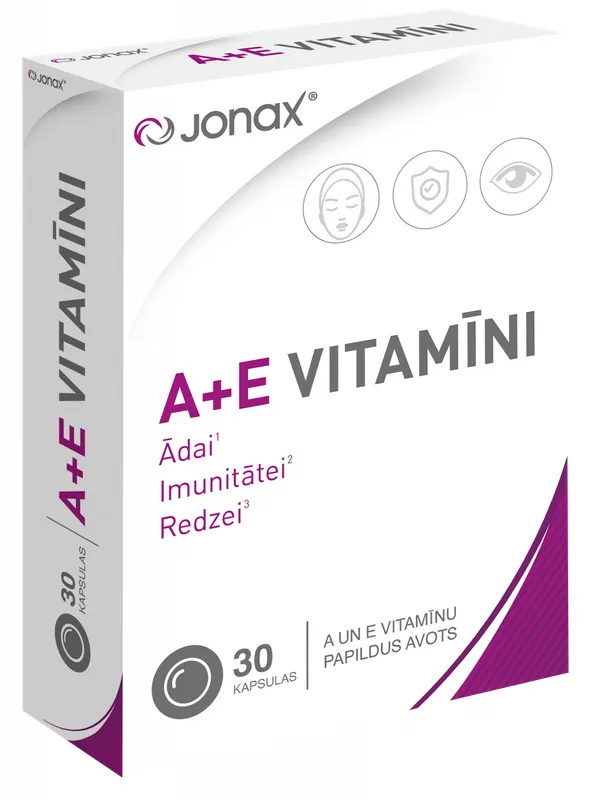 Produktas JONAX A + E  kapsulės, 30 vnt. Paveikslėlis