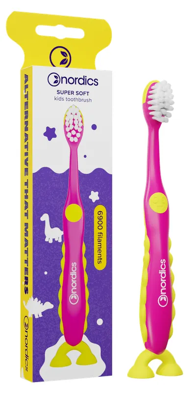 Produktas NORDICS Vaikams Dino Purple dantų šepetėlis, 1 vnt. Paveikslėlis