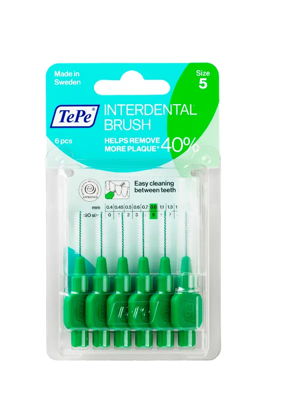 Produktas TEPE Original Size 5 0.8 mm tarpdančių šepetėlis, 6 vnt. Paveikslėlis