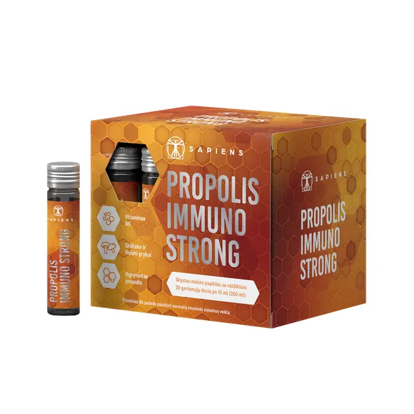 Produktas SAPIENS Propolis Immuno Strong ampulės, 10 ml Paveikslėlis