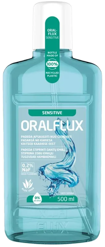 Produktas ORALFLUX Sensitive jautriems dantims burnos skalavimo skystis, 500 ml Paveikslėlis
