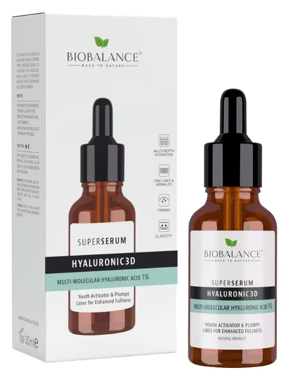 Produktas BIOBALANCE Hyaluronic Acid 1% Super, drėkinantis serumas, 30 ml Paveikslėlis