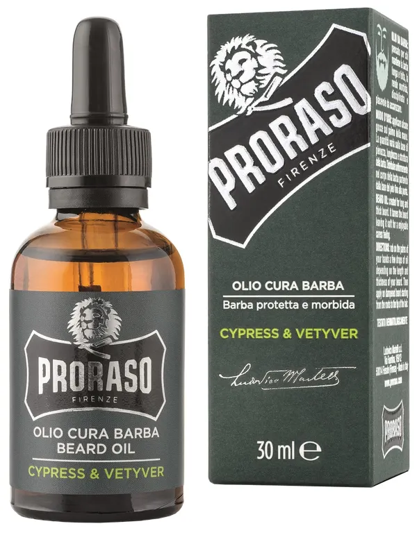 Produktas PRORASO kiparisų ir vetiverio aromato barzdos aliejus, 30 ml Paveikslėlis