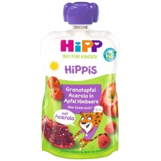 Produktas HIPP Apple, Raspberry, Pomegranate (1 year) tyrelė, 100 g Paveikslėlis
