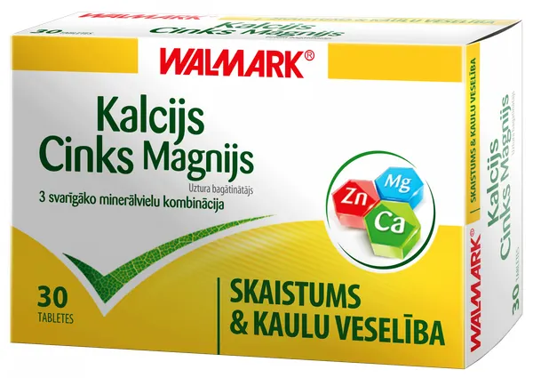 Produktas WALMARK   Kalcis Magnis Cinkas tabletės, 30 vnt. Paveikslėlis