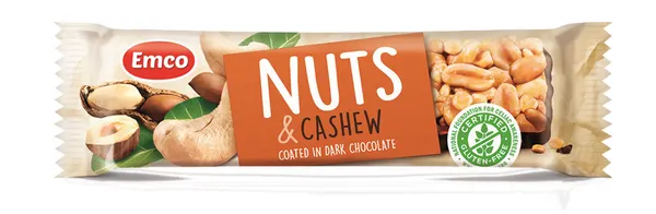 Produktas EMCO Nuts & Cashew batonėlis, 35 g Paveikslėlis