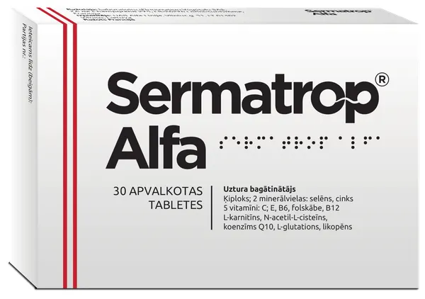 Produktas SERMATROP ALFA tabletės, 30 vnt. Paveikslėlis