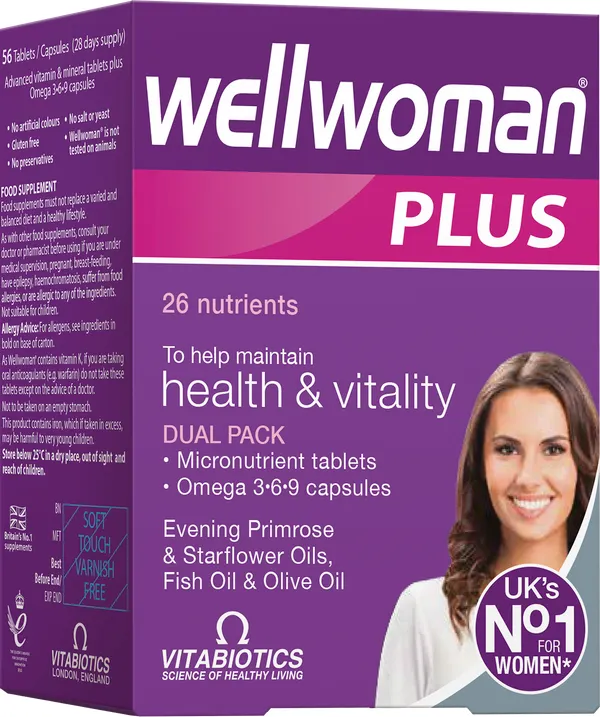 Produktas WELLWOMAN  Omega 3-6-9 moterims tabletės + kapsulės, 56 vnt. Paveikslėlis