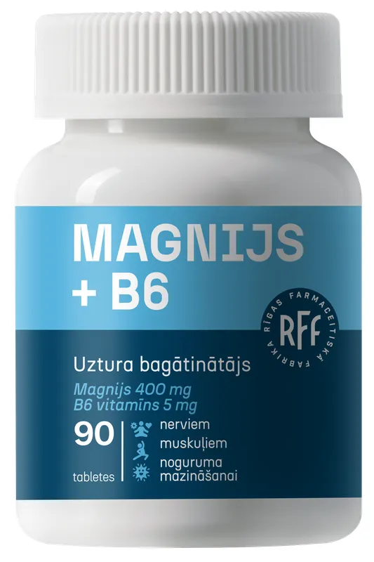 Produktas RFF Magnijs + B6 tabletės, 90 vnt. Paveikslėlis