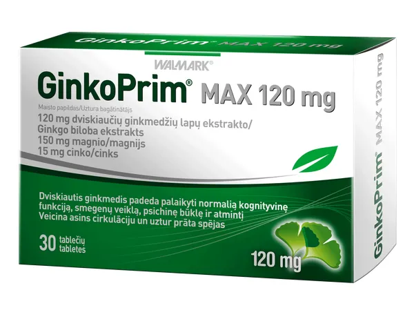 Produktas GINKOPRIM   MAX 120mg tabletės, 30 vnt. Paveikslėlis