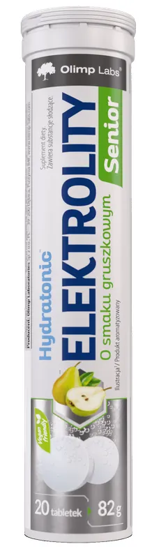 Produktas OLIMP LABS Elektrolity kriaušių skonio šnypščiosios tabletės, 21 vnt. Paveikslėlis