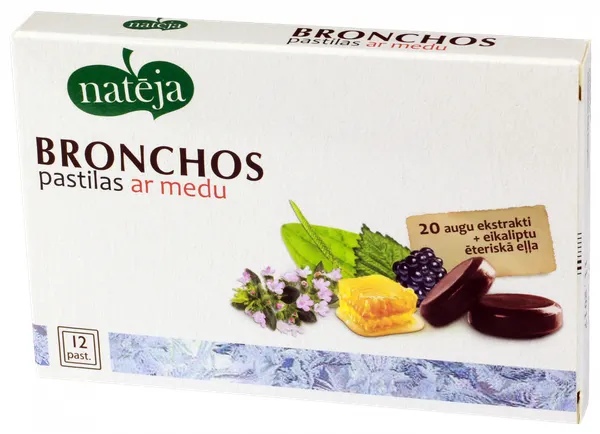 Produktas NATĒJA augalinės pastilės gerklei ir kvėpavimo takams pastilės, 12 vnt. Paveikslėlis