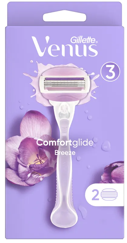Produktas GILLETTE Comfortglide Breeze 2 papildomos galvutės +  skustuvas, 1 vnt. Paveikslėlis