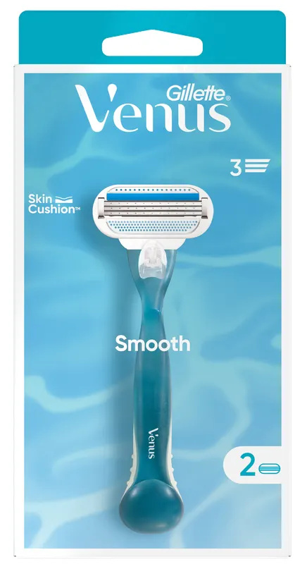 Produktas GILLETTE Venus Smooth 2  papildomos galvutės +  skustuvas, 1 vnt. Paveikslėlis
