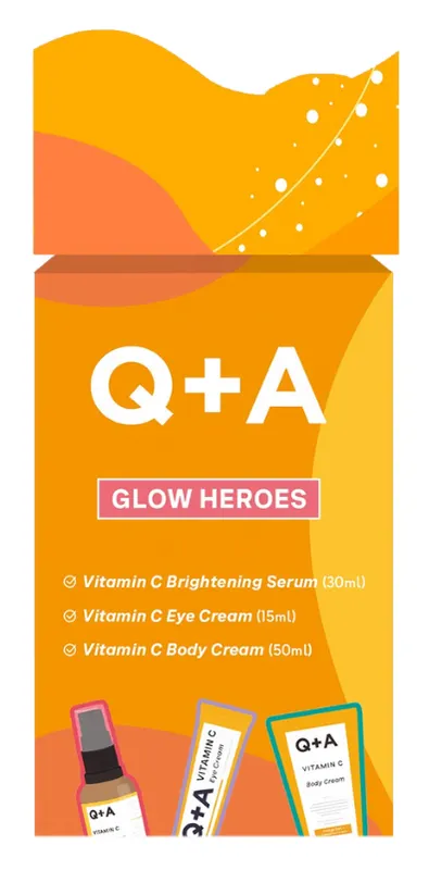 Produktas Q+A Glow Heroes veido priežiūros rinkinys, 1 vnt. Paveikslėlis