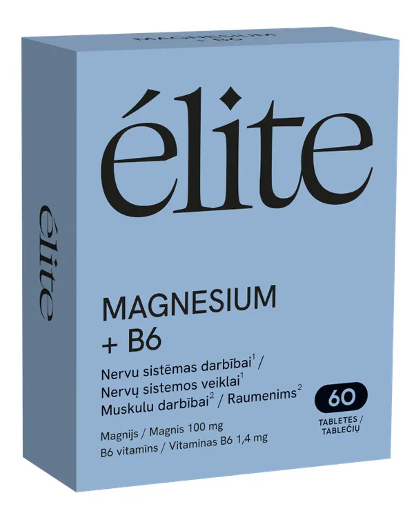Produktas ELITE Magnesium+ B6 tabletės, 60 vnt. Paveikslėlis
