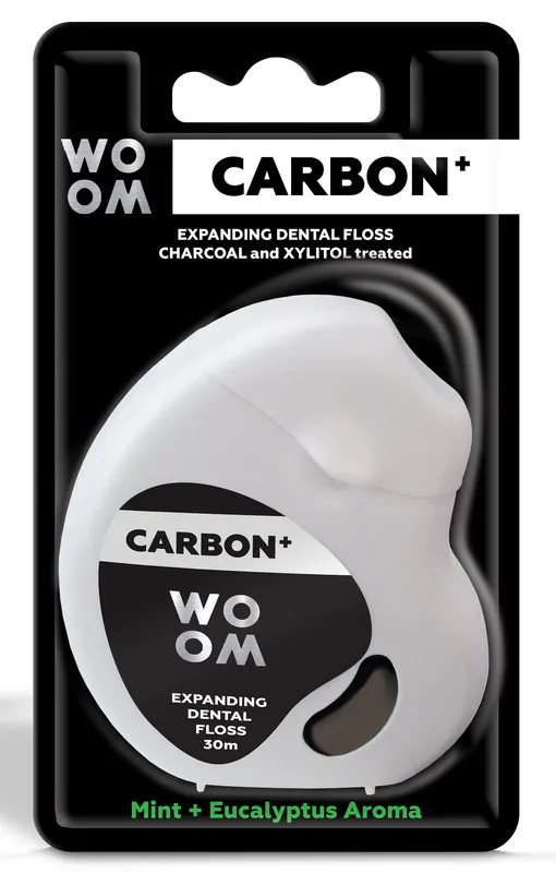 Produktas WOOM Carbon + Expanding 30m tarpdančių siūlas dantų siūlas, 1 vnt. Paveikslėlis