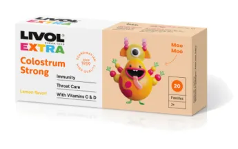 Produktas LIVOL  Extra Colostrum Strong Lemon čiulpiamosios pastilės, 20 vnt. Paveikslėlis