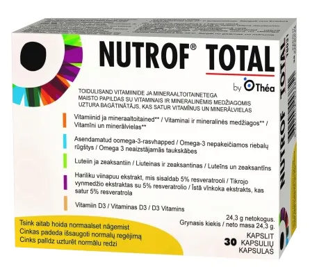 Produktas NUTROF Nutrof Total vitaminų kompleksas kapsulės, 30 vnt. Paveikslėlis