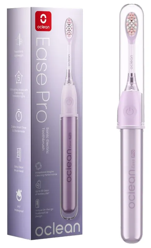 Produktas OCLEAN Ease Pro Purple ( violetinis) elektrinis dantų šepetėlis, 1 vnt. Paveikslėlis